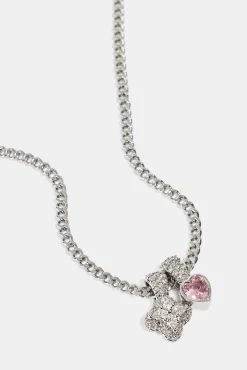 Iced Motif & Heart Cuban Necklace - 10mm - White