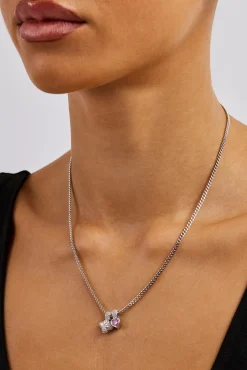 Iced Motif & Heart Cuban Necklace - 10mm - White