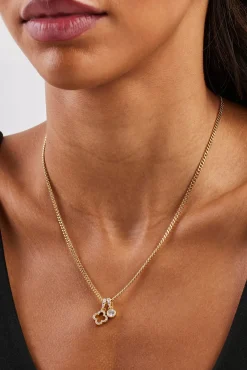 Iced Motif Outline & Gemstone Necklace - 10mm - Gold