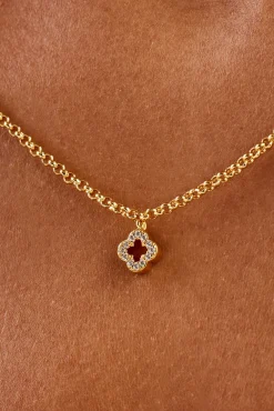 Iced Motif Outline Micro Necklace - 6mm - Gold