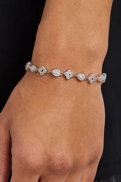 Iced Motif & Pear Gemstone Bracelet - 6mm