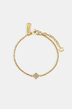 Iced Motif Rolo Bracelet - 6mm - Gold