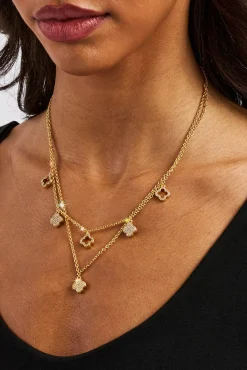 Iced Multi Motif Layered Necklace - 10mm - Gold