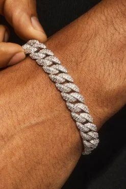 Iced Out Cuban Bracelet & Chain - 8mm - White