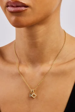 Iced Padlock & Motif Necklace - 10mm - Gold