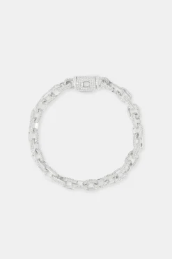 Iced Pave CZ Link Bracelet - 6mm