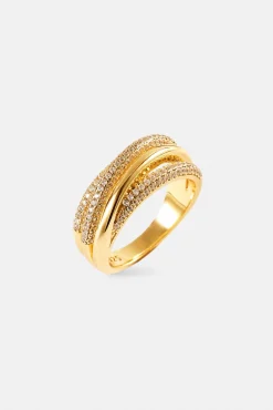 Iced Pave Layered Polished Ring - 8mm