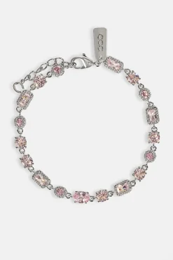 Iced Pink Mixed Shape Bracelet - 5mm - White