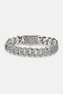 Iced Prong Cuban Bracelet - 14mm - White