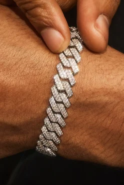 Iced Prong Cuban Bracelet - 10mm - White