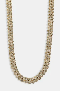 Iced Prong Cuban Chain - 14mm - Gold