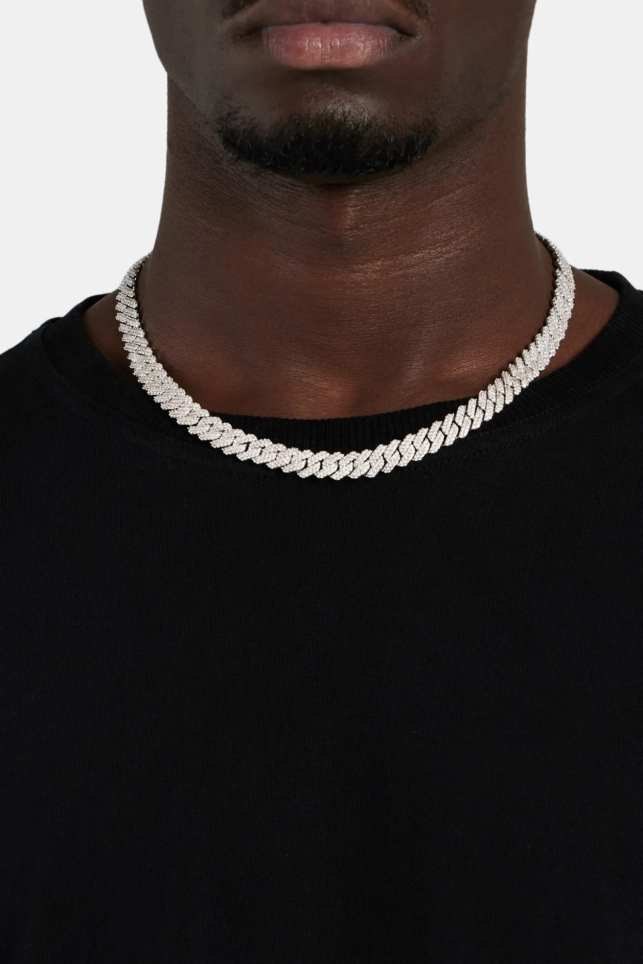 Iced Prong Cuban Chain - 10mm - White