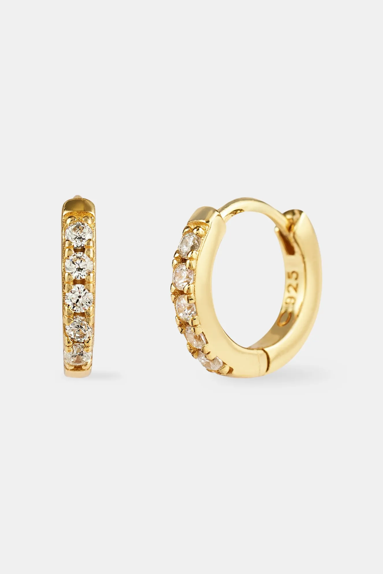 Iced Thin Huggie Earrings - 12mm