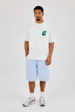 Jersey Jort With Pocket Detail - Light Blue