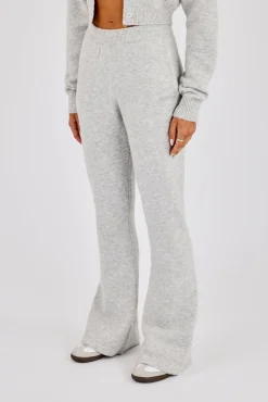 Knitted Flare Trouser - Grey