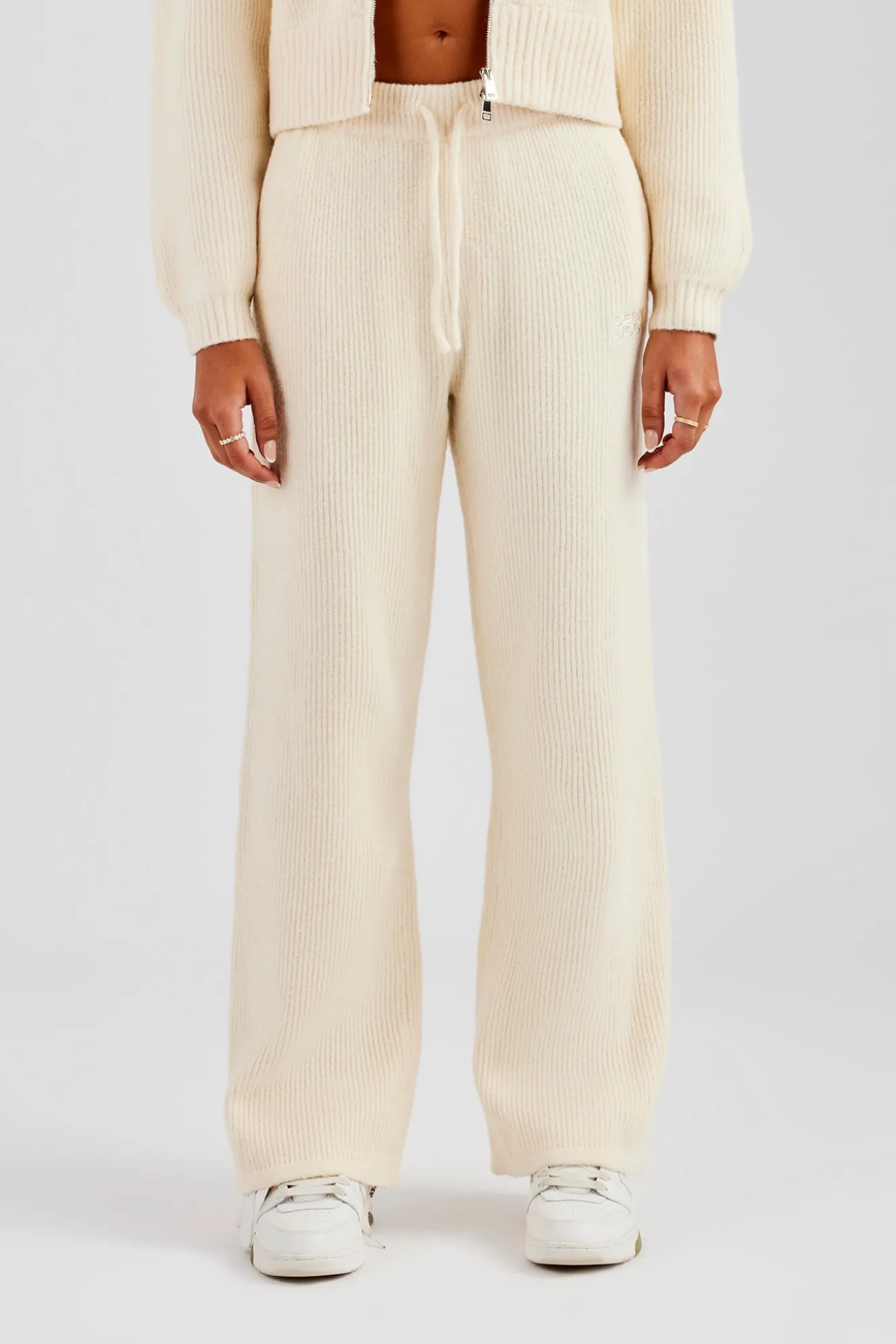 Knitted Straight Leg Trouser - Oatmeal