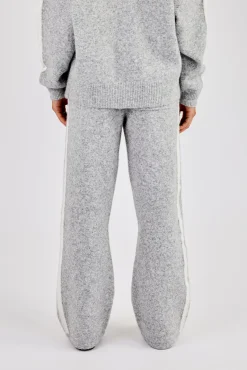 Knitted Stripe Wide Leg Jogger - Grey