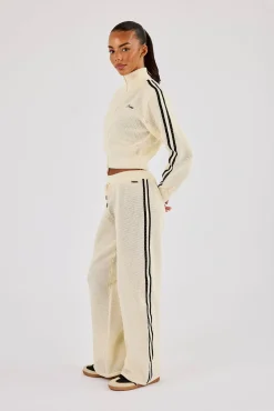 Knitted Taping Wide Leg Jogger - Off White