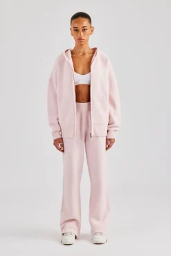 Knitted Wide Leg Jogger - Baby Pink