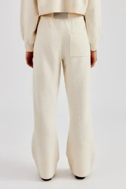 Knitted Wide Leg Jogger - Ecru
