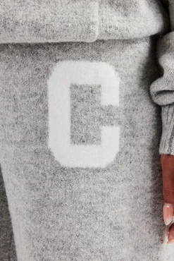 Knitted Wide Leg Jogger - Light Grey
