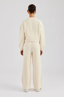 Knitted Zip Front Bomber and Jogger - Oatmeal