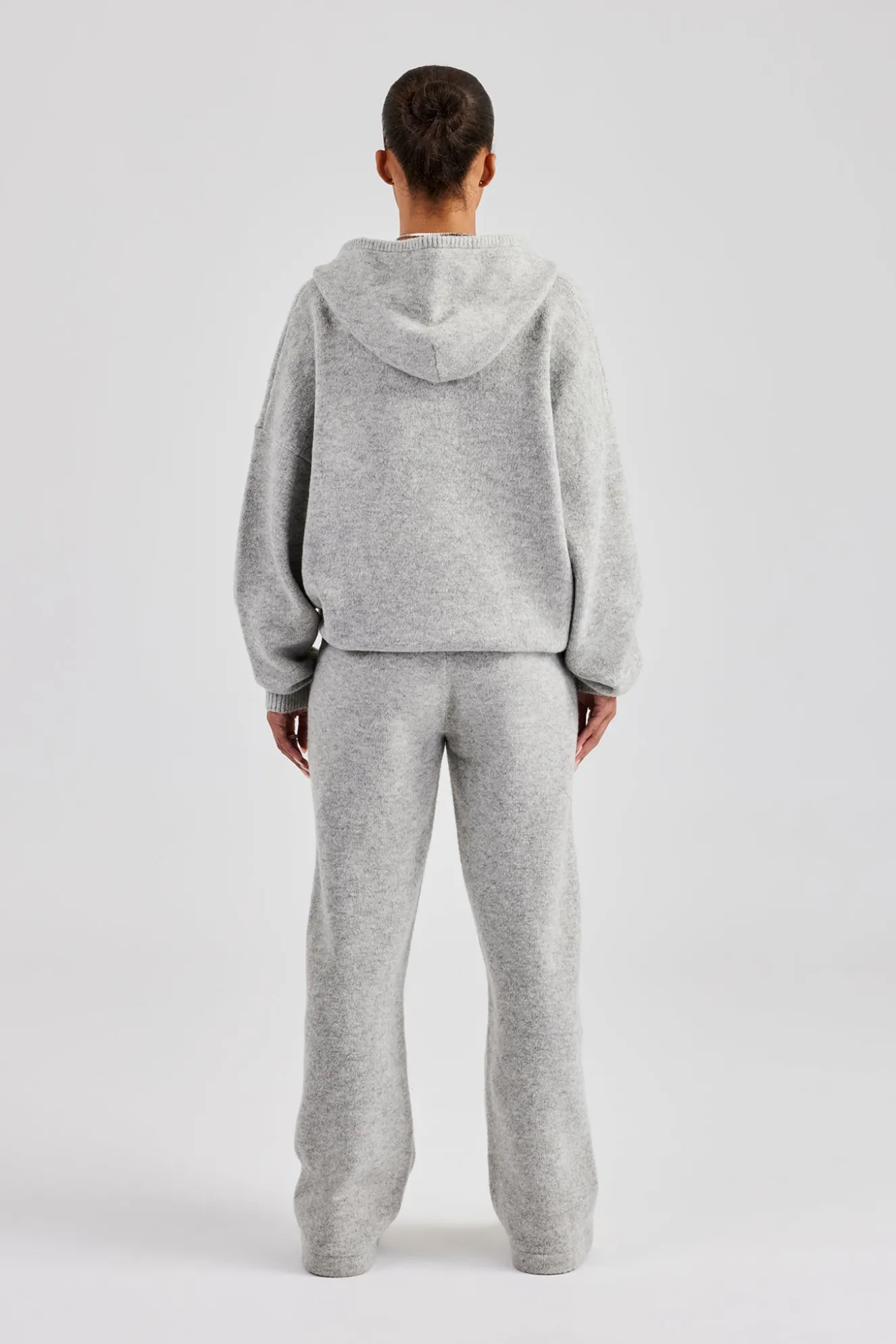 Knitted Zip Through Tracksuit - Light Grey
