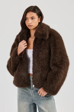 Ladies Fur Jacket - Brown