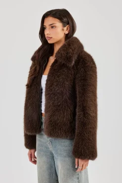 Ladies Fur Jacket - Brown