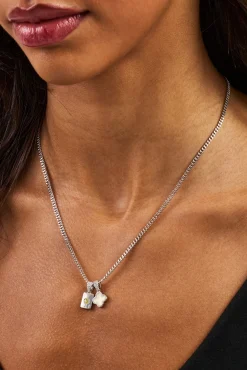 Lemon Motif & Gem Card Necklace - 10mm - White