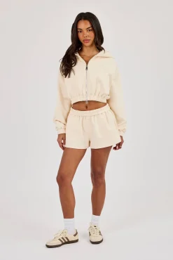 Lightweight Scuba Super Crop Zip Through & Short - Off White