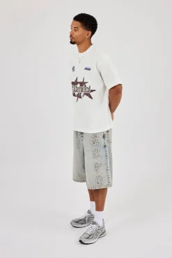 Logo Applique Denim Jorts - Antique Wash
