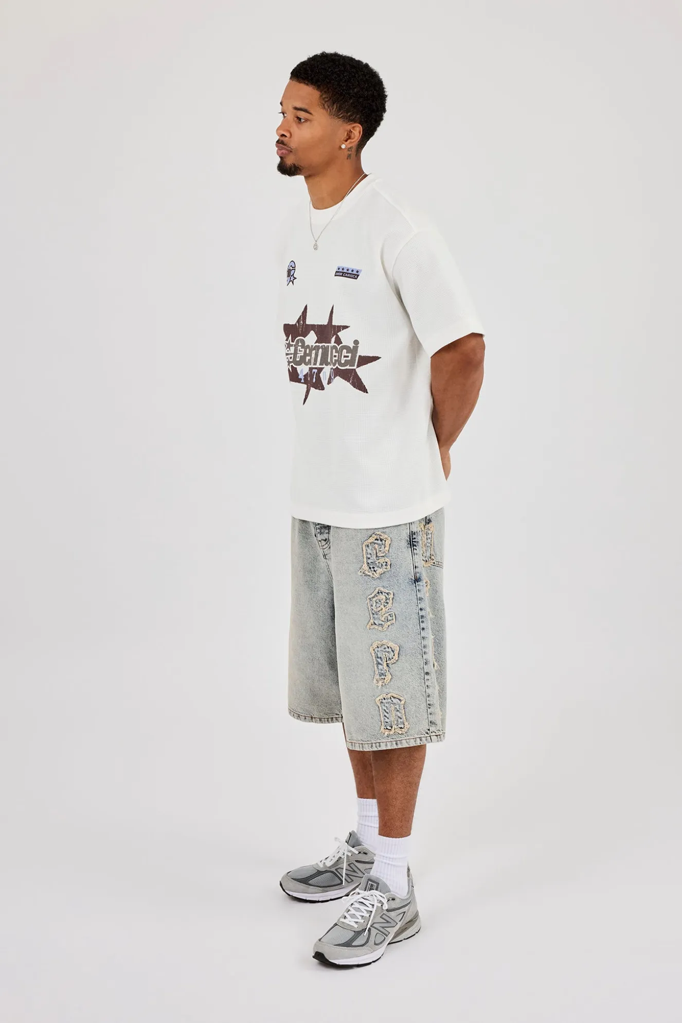 Logo Applique Denim Jorts - Antique Wash