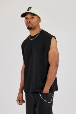 Logo Embroidered Tank - Black