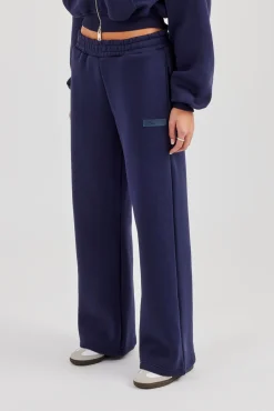 Logo Tab Wide Leg Jogger - Navy Blue
