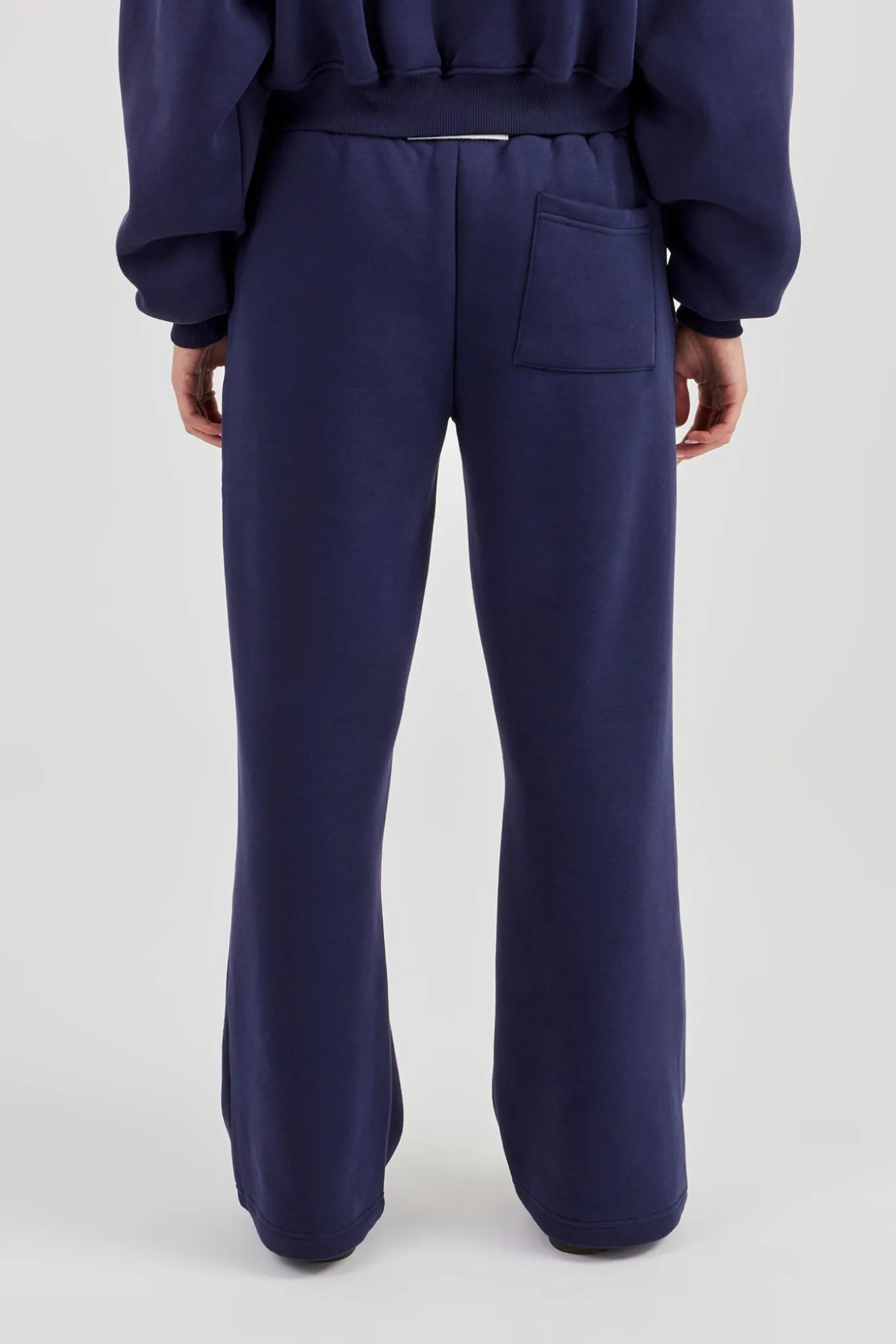 Logo Tab Wide Leg Jogger - Navy Blue