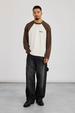 Long Sleeve Contrast Raglan T-Shirt - Off White