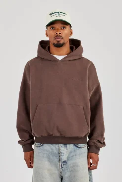 Mens Boxy Hoodie - Coffee