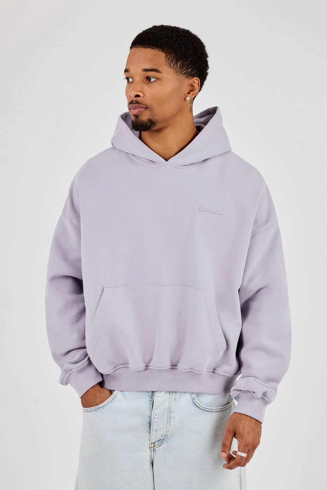 Mens Boxy Hoodie - Dusty Purple