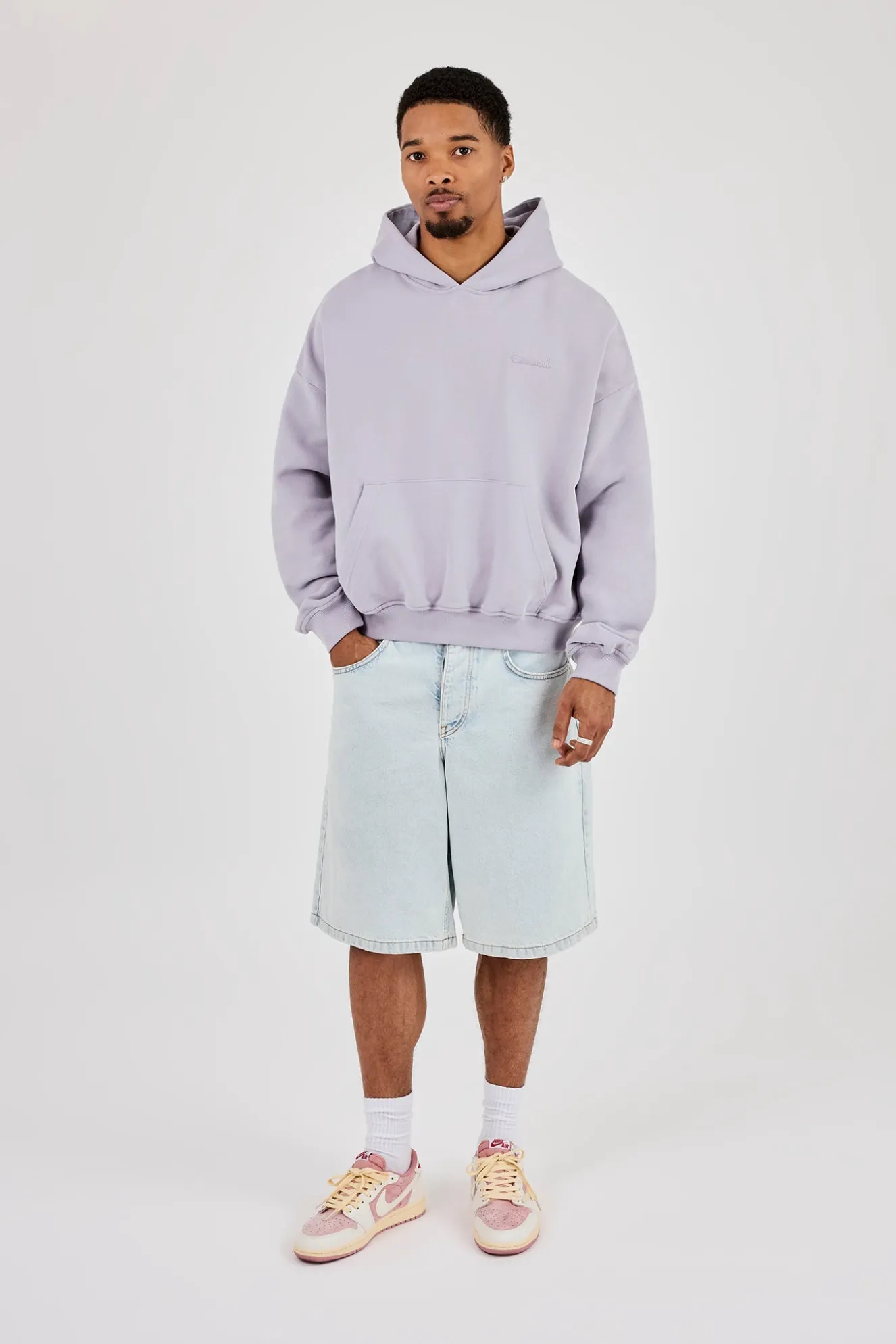 Mens Boxy Hoodie - Dusty Purple