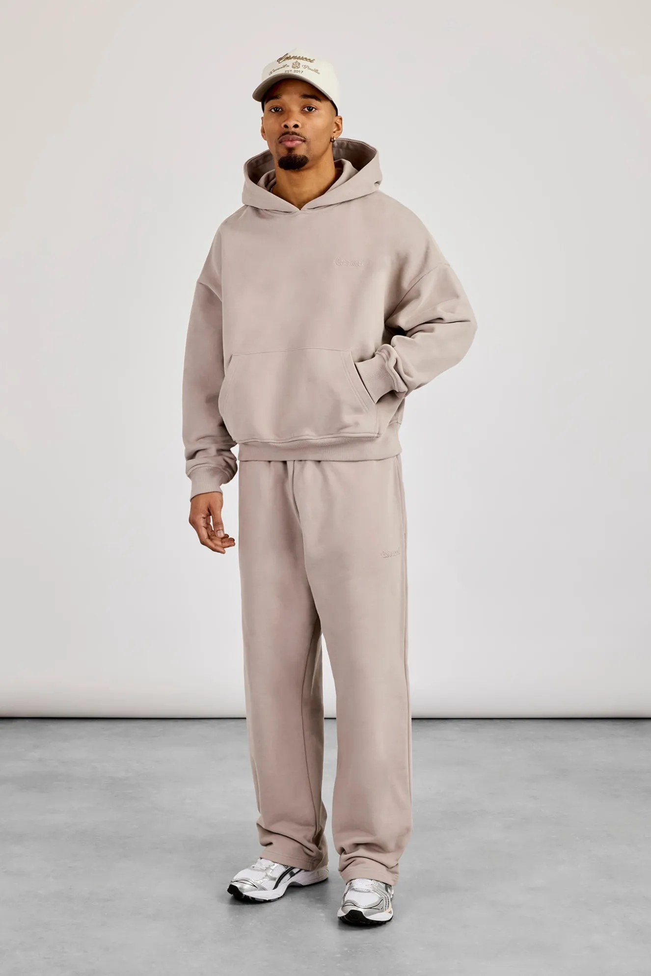 Mens Boxy Hoodie & Relaxed Jogger - Stone