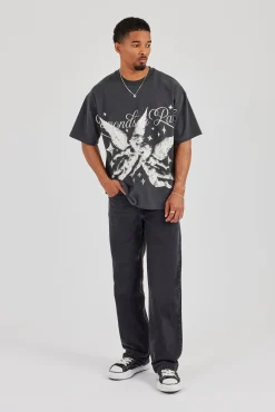 Mens Relaxed Fit Jeans - Washed Black