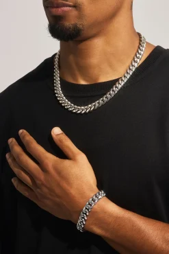 Miami Cuban Link Bracelet & Chain - 12mm - White