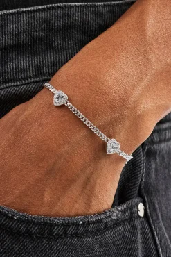 Micro Multi Heart Cuban Bracelet - White - 2.5mm