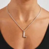 Mini Polished Balloon Letter Pendant & 3mm Micro Cuban Chain - White