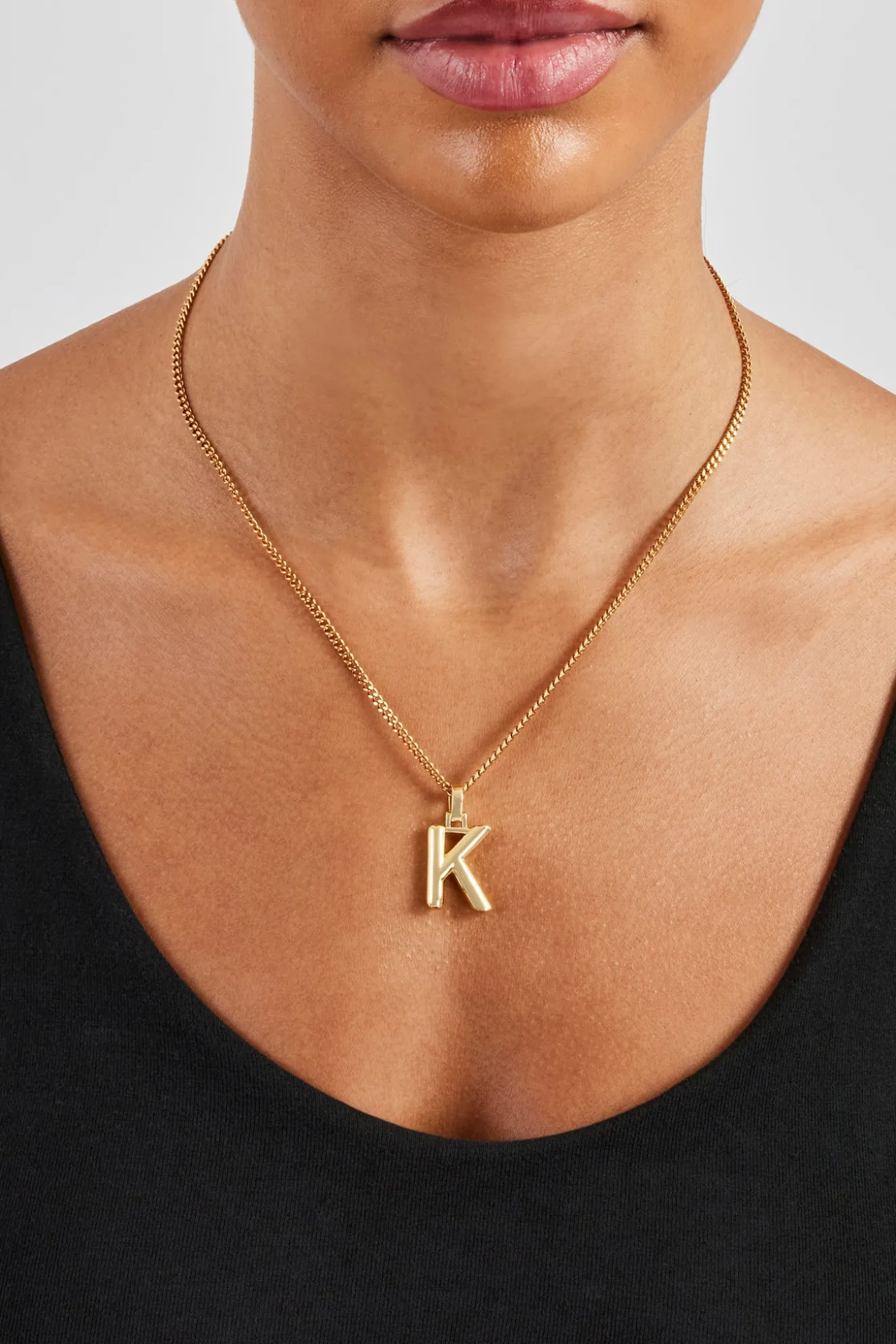 Mini Polished Balloon Letter Pendant & 3mm Micro Cuban Chain - Gold