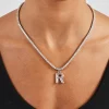 Mini Polished Balloon Letter Pendant & 3mm Tennis Chain - White