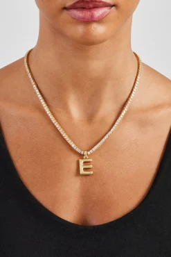 Mini Polished Balloon Letter Pendant & 3mm Tennis Chain - Gold