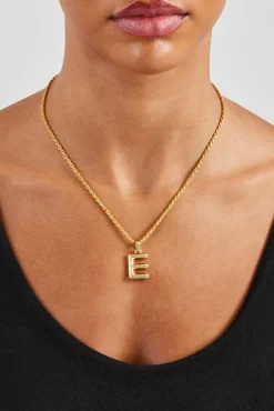Mini Polished Balloon Letter Pendant & 3mm Rope Chain - Gold