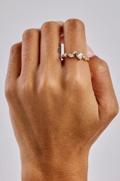 Mixed Shape & Heart CZ Ring - Gold